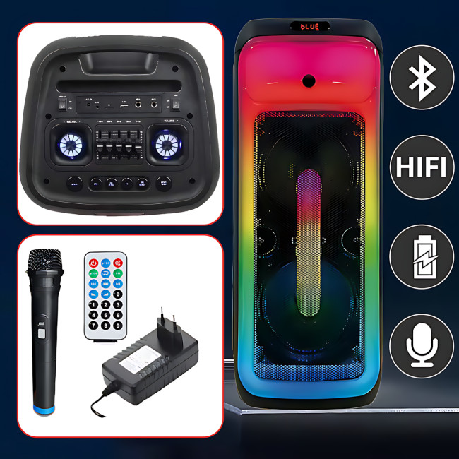 Портативная Bluetooth колонка TTD-1001 с LED подсветкой, микрофоном и TWS, 60 Вт