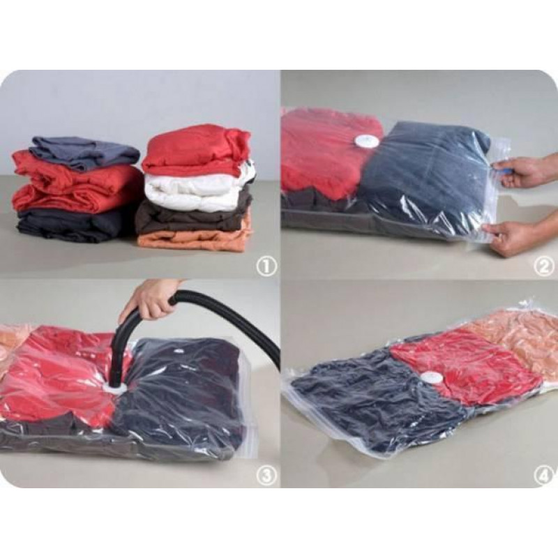 Вакуумный пакет для упаковки вещей Vacuum Bag, 70*100 см, с клапаном, прозрачный фото - 4