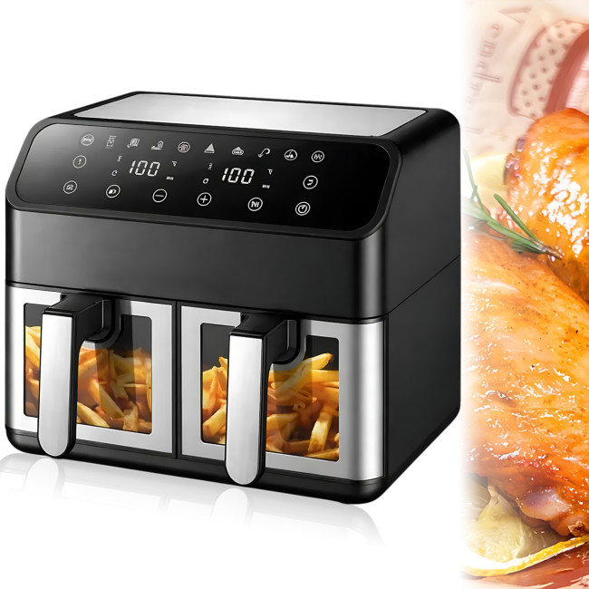 Аерофритюрниця DOMOTEC MS-3226 13 л, 4800 Вт, подвійний кошик, сенсорне керування, Air Fryer 360&deg;, без олії, цифровий дисплей