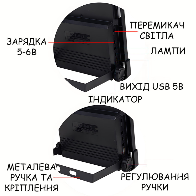 Портативная солнечная зарядная станция GDLITE / GDTimes GD-07A 30W, Power Bank 3000 мАч, солнечная панель 6V 3.8W, LED фонарь + 2 фото - 4
