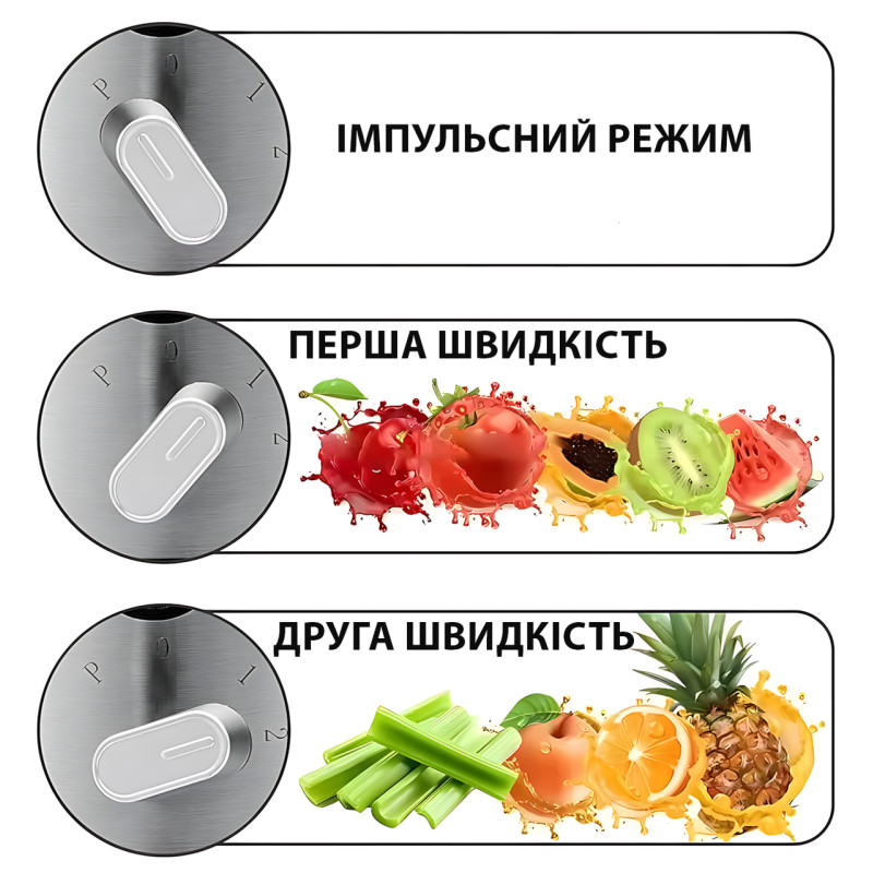 Кухонний комбайн 4в1 Zepline ZP-122 — Соковичавниця, Блендер, Кавомолка та Подрібнювач 3000 Вт, 2 швидкості фото - 6