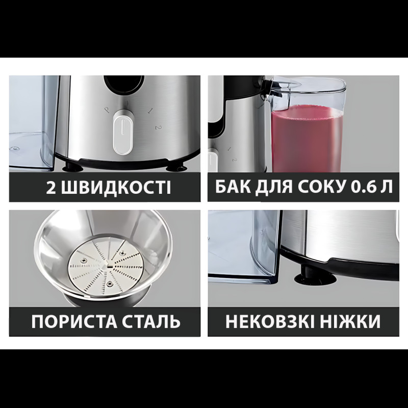 Кухонний комбайн 4в1 Zepline ZP-122 — Соковичавниця, Блендер, Кавомолка та Подрібнювач 3000 Вт, 2 швидкості фото - 7