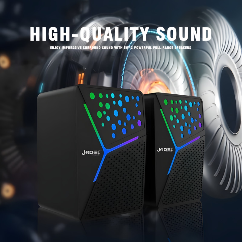Колонки для комп'ютера та ноутбука JEDEL S554 RGB 2.0 USB, 6вт, З підсвіткою фото - 2