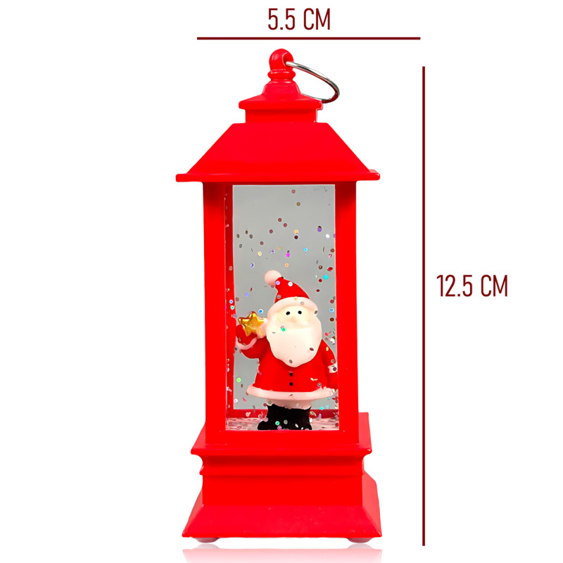 Рождественский ночник-фонарь с 3D фигурками внутри, жидкостью и LED-подсветкой, 12.5 см, на батарейках 3LR44, санта, елочка, олень Бронзовый фото - 8