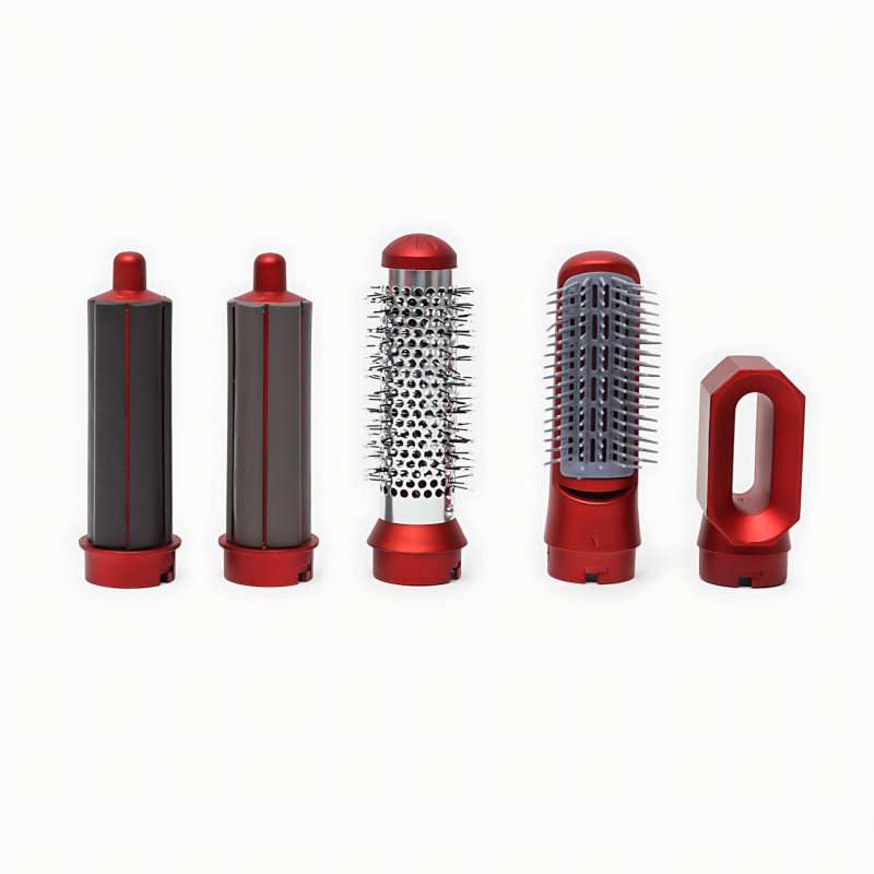 Фен-стайлер с ионизацией 5-в-1, 1000 Вт, Ceramic Ion Technology, 3 режима, 5 насадок, в красном кейсе фото - 3