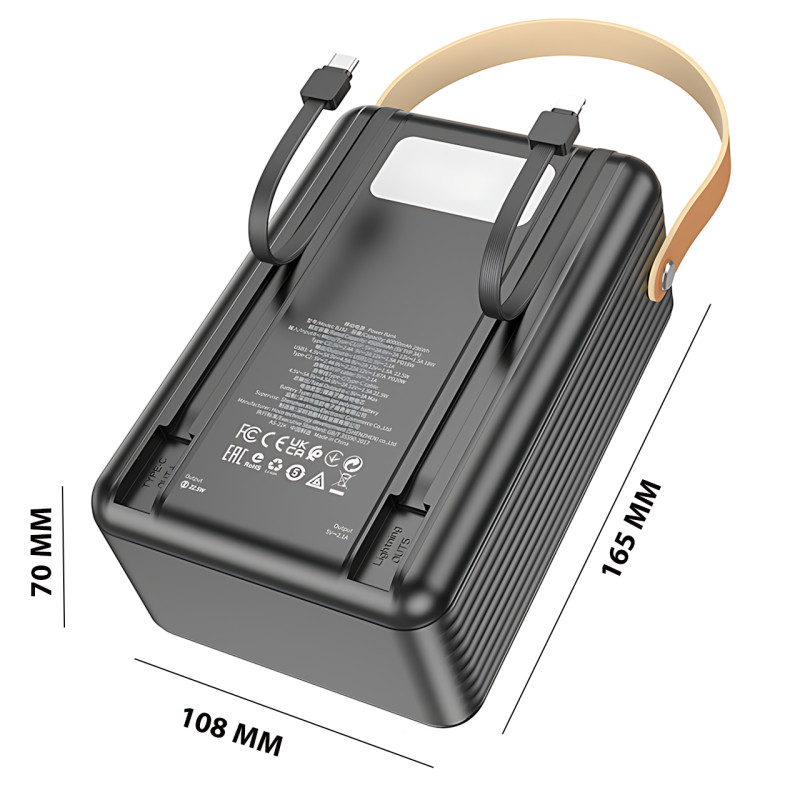 Мобильный аккумулятор Power Bank Borofone BJ32 80000mAh PD20W+QC3.0 22.5W с LED-дисплеем и фонарем фото - 7