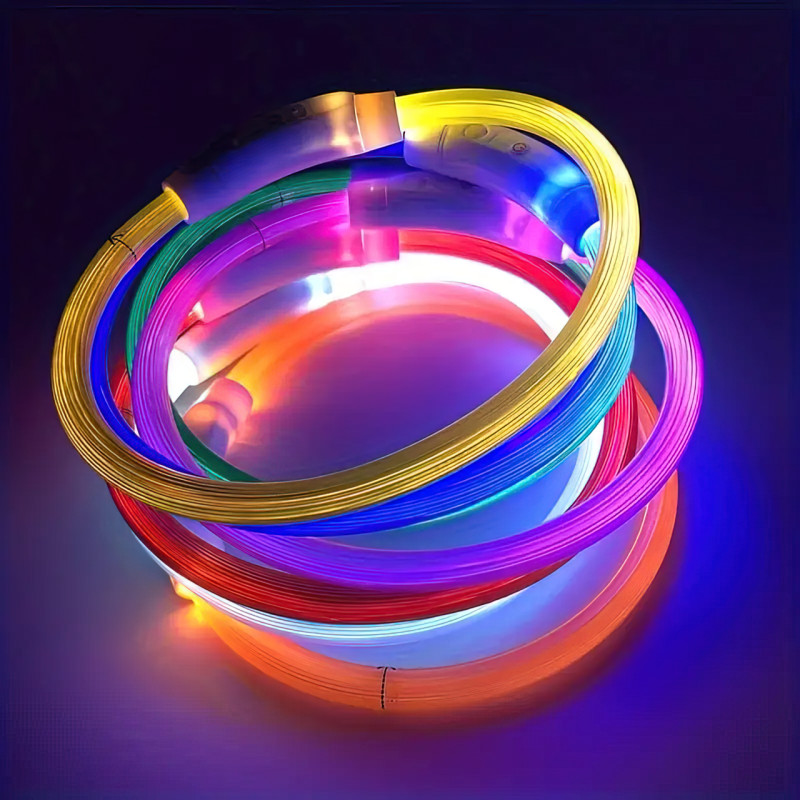 Нашийник для собак O004, світний, LED, з USB заряджанням, від 35 до 70 см, силіконовий, 3 режими 50 фото - 6