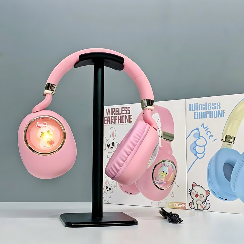 Детские беспроводные наушники ST862 A.B.C.D с Led-подсветкой, наушники TOY IN A CAPSULE Розовый фото - 5