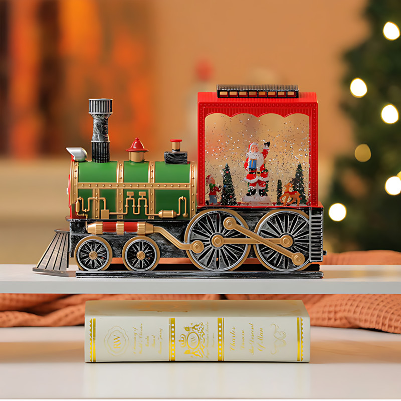 Музыкальный праздничный фонарь зимний поезд 806 с подсветкой и эффектом снегопада, фигурками внутри, USB + батарейки фото - 4 Музыкальный праздничный фонарь зимний поезд 806 с подсветкой и эффектом снегопада, фигурками внутри, USB + батарейки фото - 4