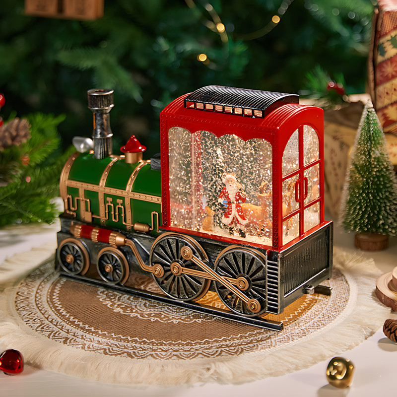 Музыкальный праздничный фонарь зимний поезд 806 с подсветкой и эффектом снегопада, фигурками внутри, USB + батарейки фото - 5 Музыкальный праздничный фонарь зимний поезд 806 с подсветкой и эффектом снегопада, фигурками внутри, USB + батарейки фото - 5