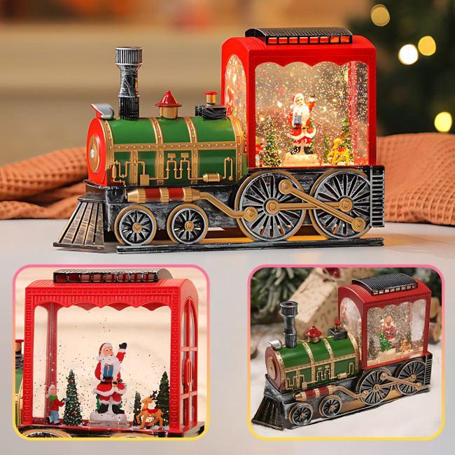 Музыкальный праздничный фонарь зимний поезд 806 с подсветкой и эффектом снегопада, фигурками внутри, USB + батарейки Музыкальный праздничный фонарь зимний поезд 806 с подсветкой и эффектом снегопада, фигурками внутри, USB + батарейки