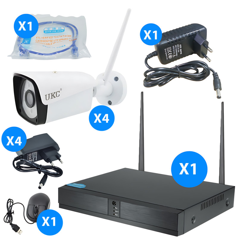 Комплект видеонаблюдения Wi-Fi PRO VISION UKC с 4-мя Full HD камерами, набор 8004 / 6673 с датчиком движения фото - 10