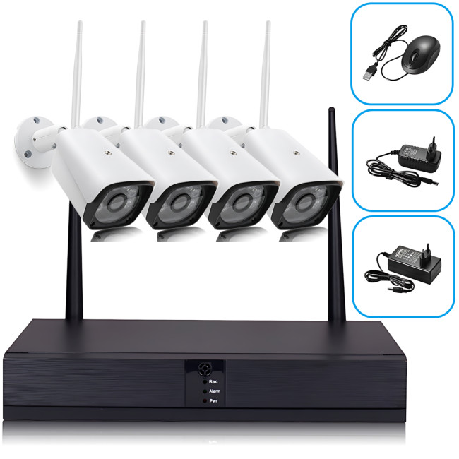 Комплект видеонаблюдения Wi-Fi PRO VISION UKC с 4-мя Full HD камерами, набор 8004 / 6673 с датчиком движения