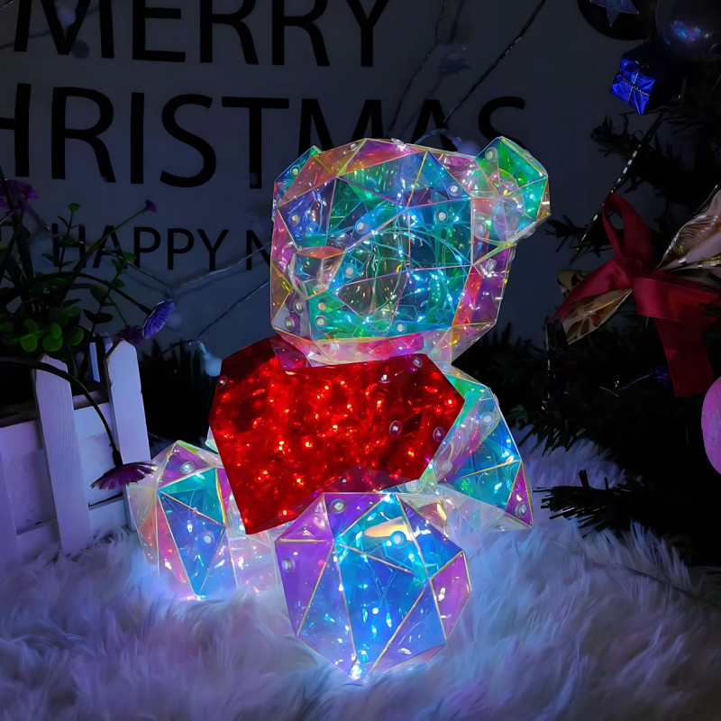 Ночник 3D «Мишка с сердцем» ART-0631, светильник Love Bear LED 17×14 см, голографический эффект, Multi-подсветка, USB фото - 20