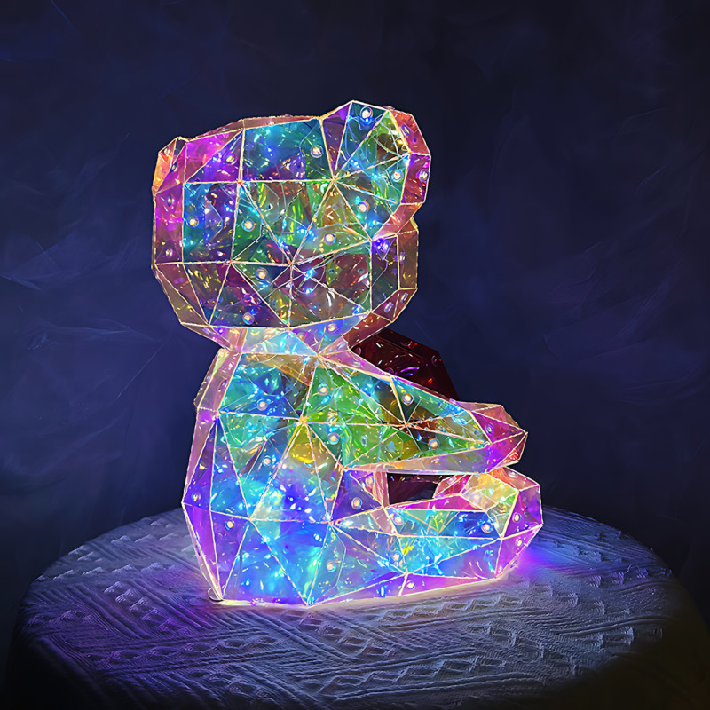 Ночник 3D «Мишка с сердцем» ART-0631, светильник Love Bear LED 17×14 см, голографический эффект, Multi-подсветка, USB фото - 28