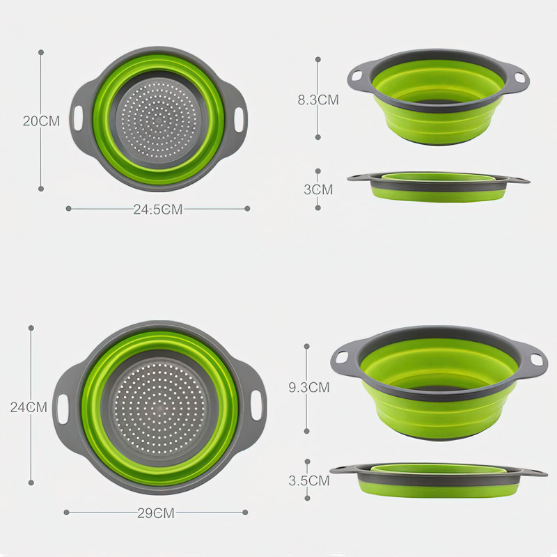 Набор складных дуршлагов Collapsible Filter Baskets из силикона, 29 и 24.5 см фото - 8