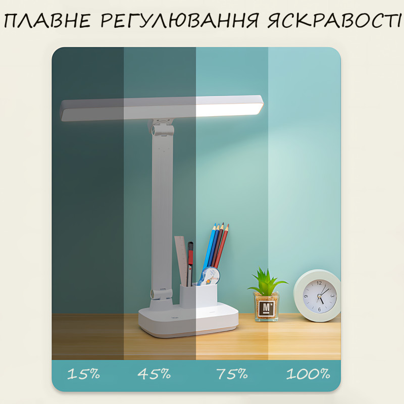 Настольная лампа-трансформер со съемным аккумулятором 18650, сенсорным управлением, поворотом 180°, 3 режима фото - 3