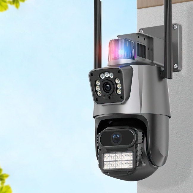 Камера видеонаблюдения Dual Lens, 8 Мп, уличная, поворотная, WiFi, с зумом, iCSee