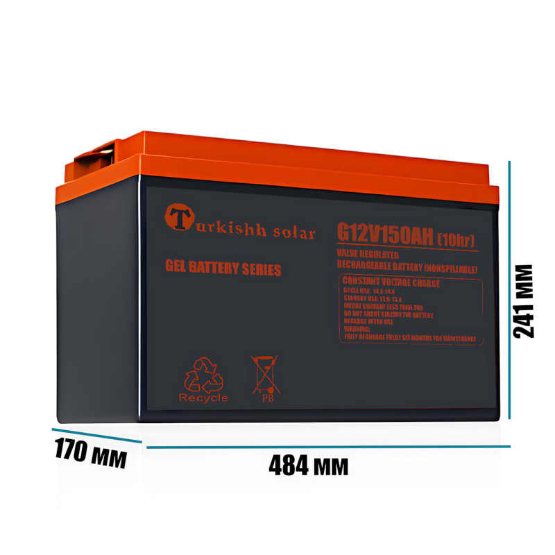 Акумулятор гелевий 6-GEL-150, Solar Gel Battery для сонячної панелі (12V150AH/10HR) фото - 6