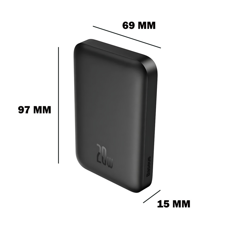Портативний акумулятор із бездротовою зарядкою PPCX 020001, power bank з індикацією заряду, чорний фото - 10