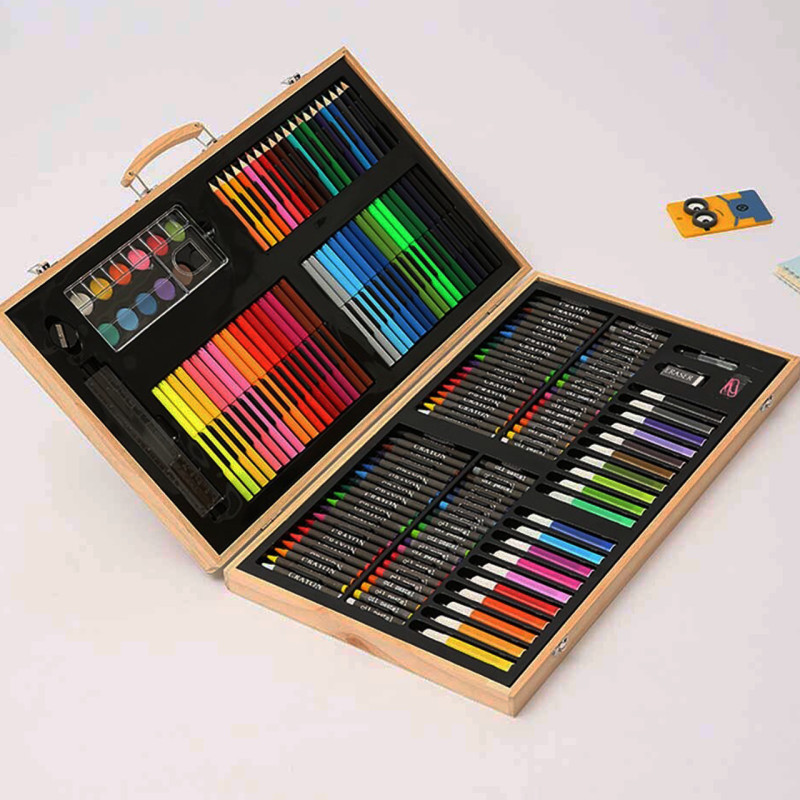 Набір художника великий 180 предметів у дерев'яному валізі для дитячої творчості фото - 3