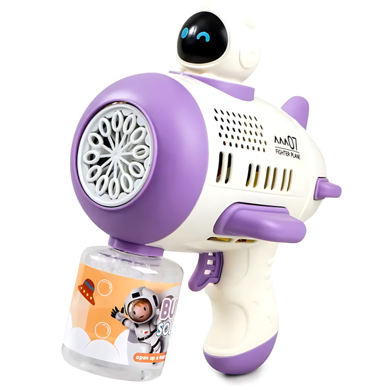Дитячий автоматичний пістолет-кулемет для мильних бульбашок Toy Bubble Gun AND 388-10 з підсвіткою і звуком Фіолетовий фото - 2